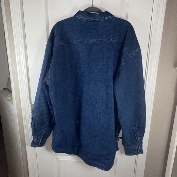 Banana Republic Men's XL‎ Denim Shacket Quilted Lined Heavy Cotton Jacket Blue - Picture 4 of 12